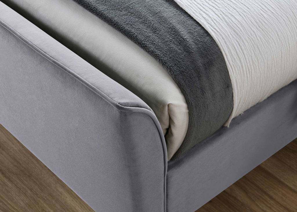 Online Clover Fabric Bed Grey Velvet