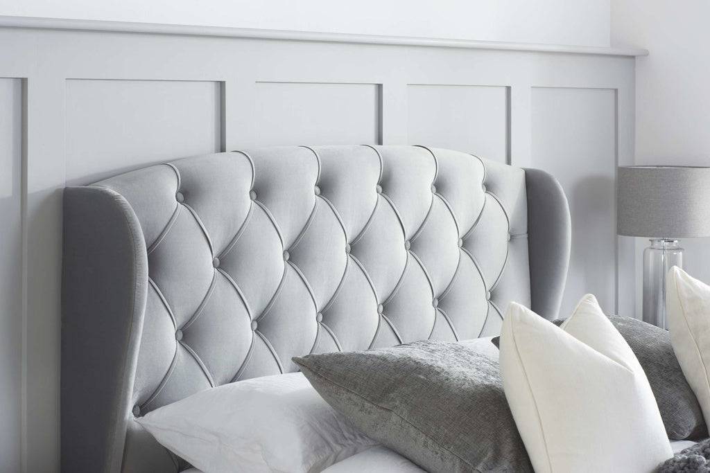 Online Hope Fabric Bed Grey Velvet