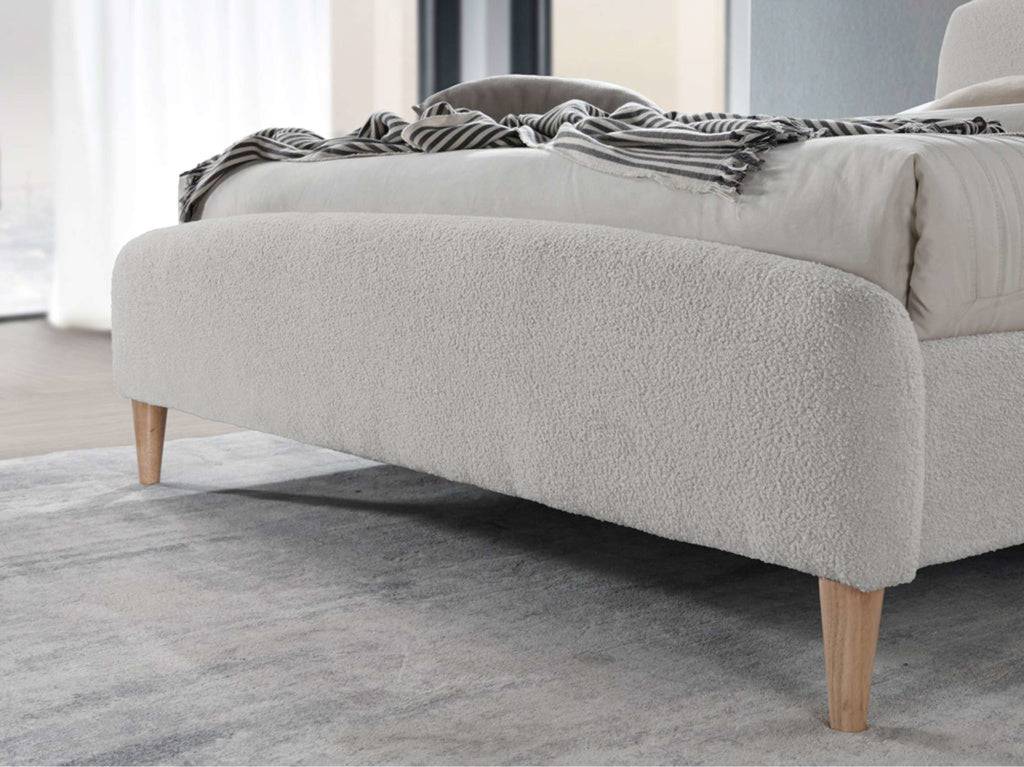 Online Otley Dove Grey Boucle Fabric Bed Frame