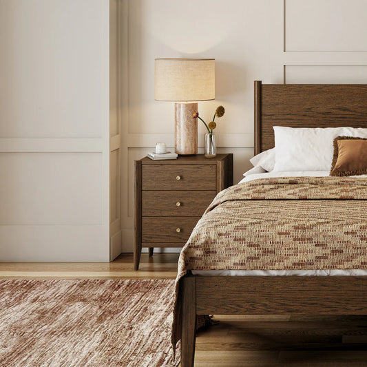 Online Paris Oak 3 Drawer Bedside Table Brown for Sale