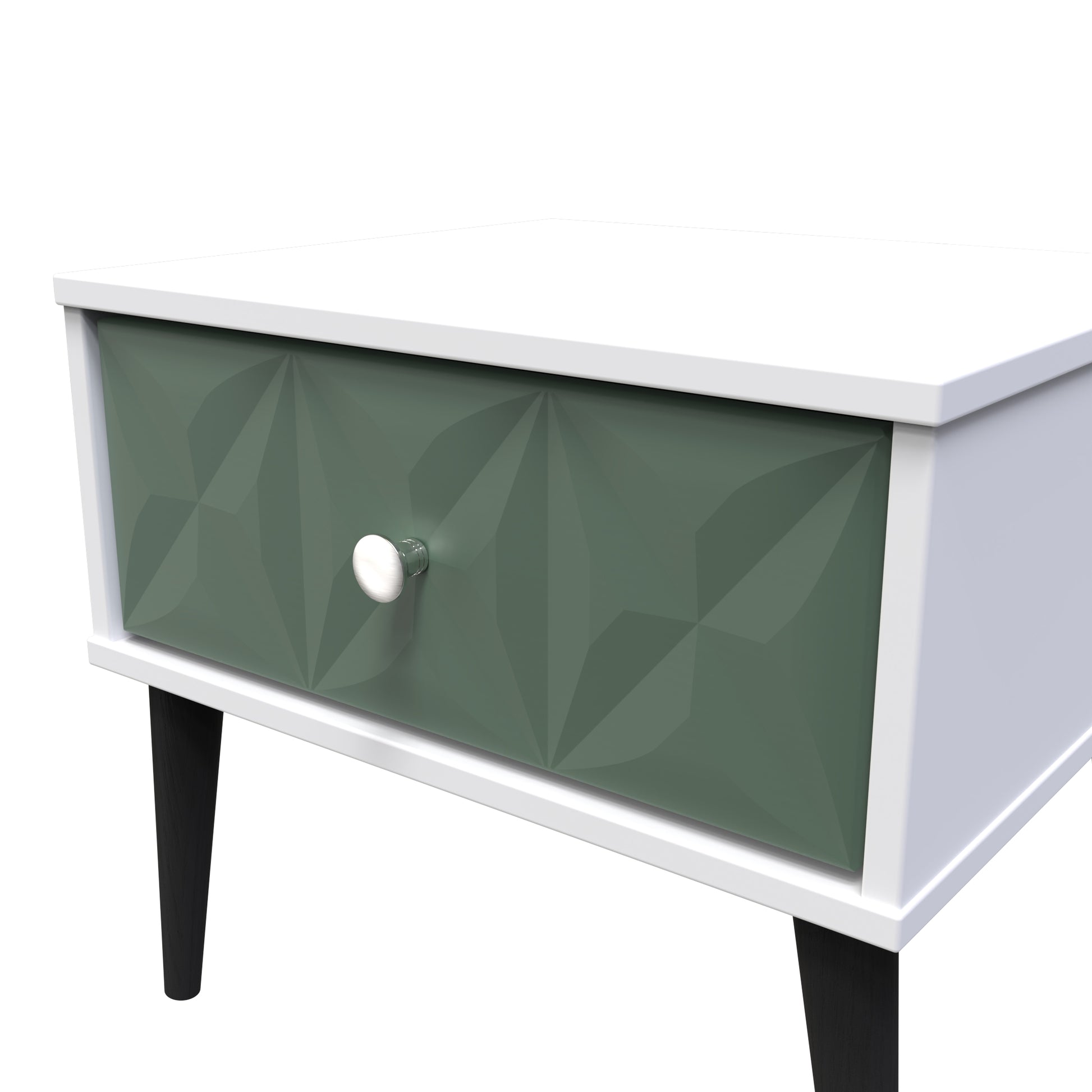 Online Pixel 1 Drawer Bedside Cabinet with Legs in Labrador and White Matt Colour for Sale