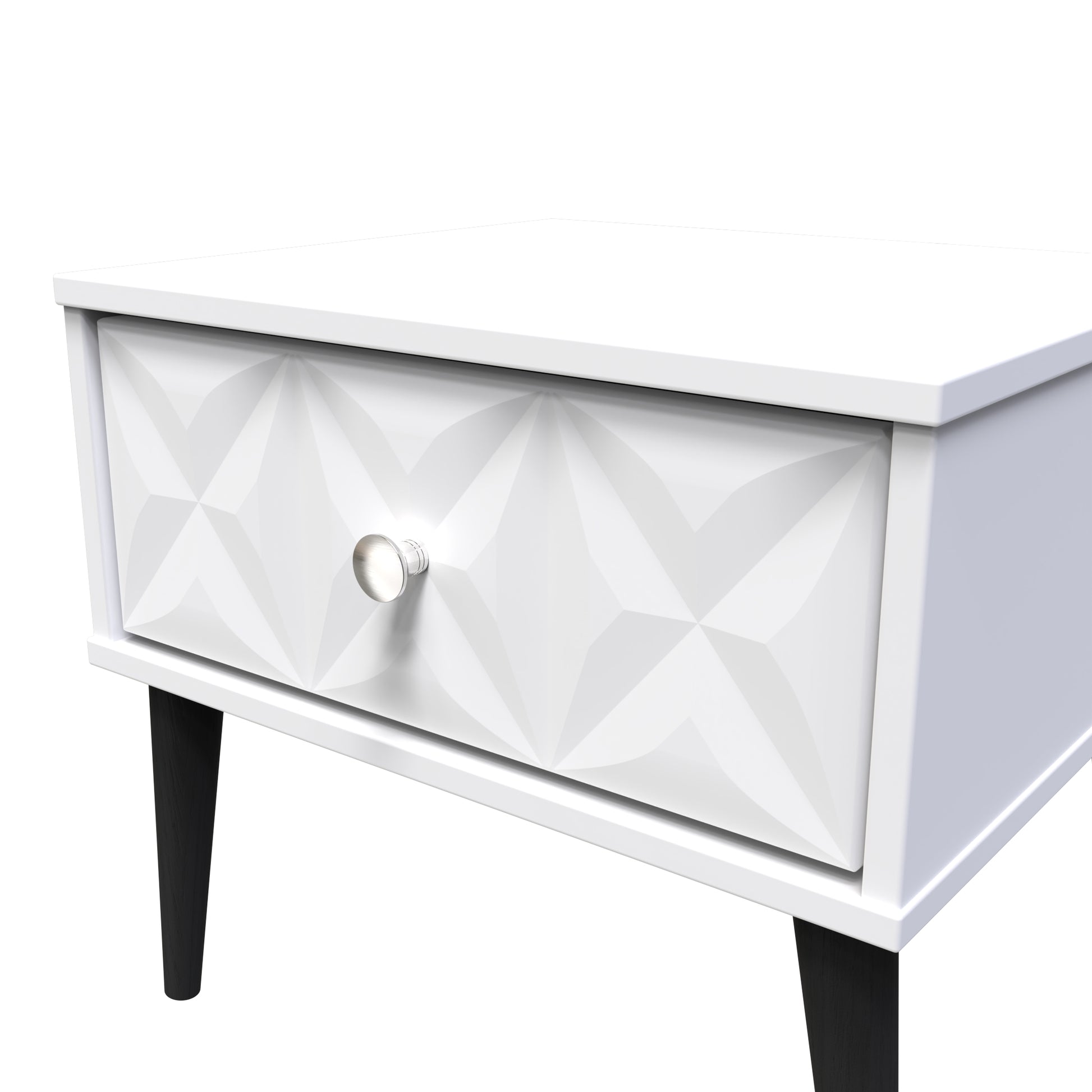 Online Pixel 1 Drawer Bedside Cabinet with Legs in White Matt Colour for Sale 