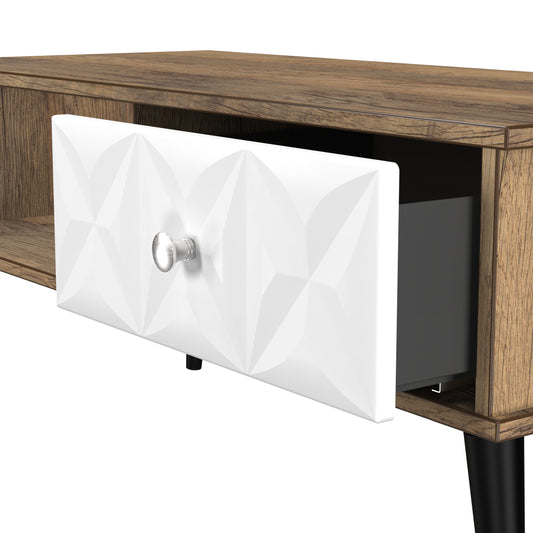 Online Pixel 1 Drawer Coffee Table in White Matt & Vintage Oak
