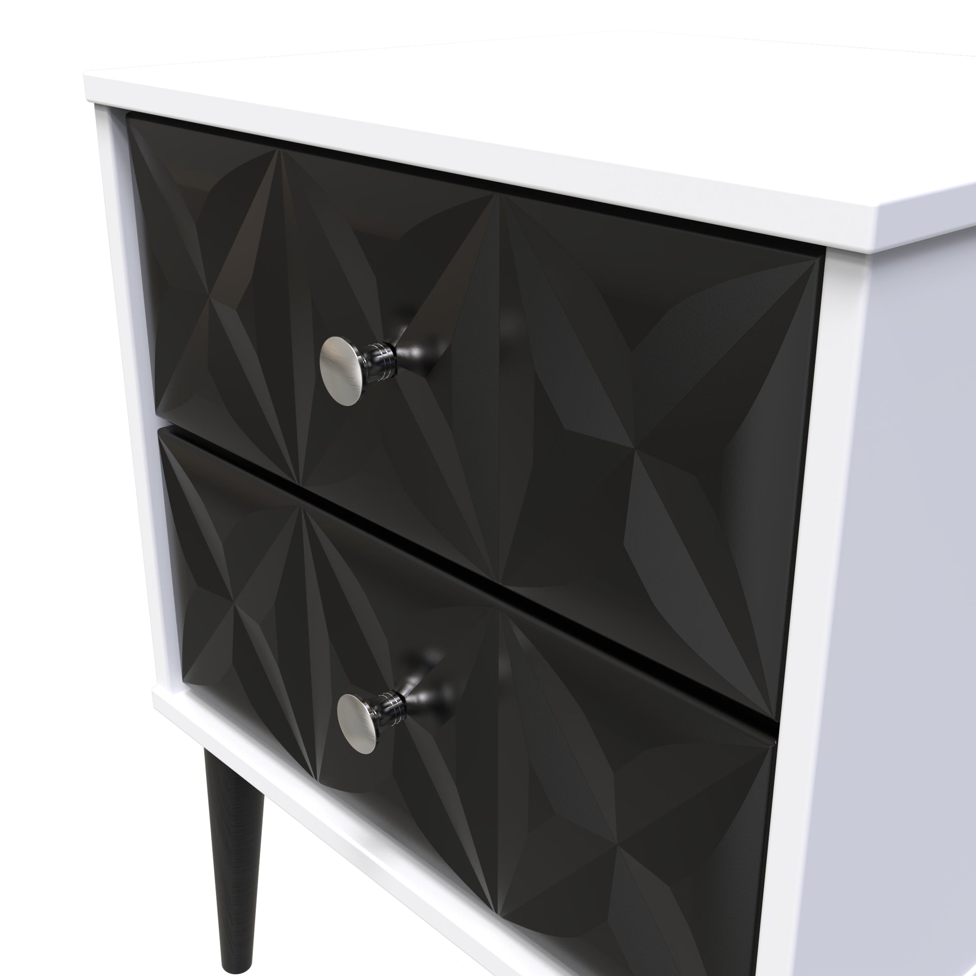 Online Pixel 2 Drawer Bedside Cabinet in Deep Black & White Matt