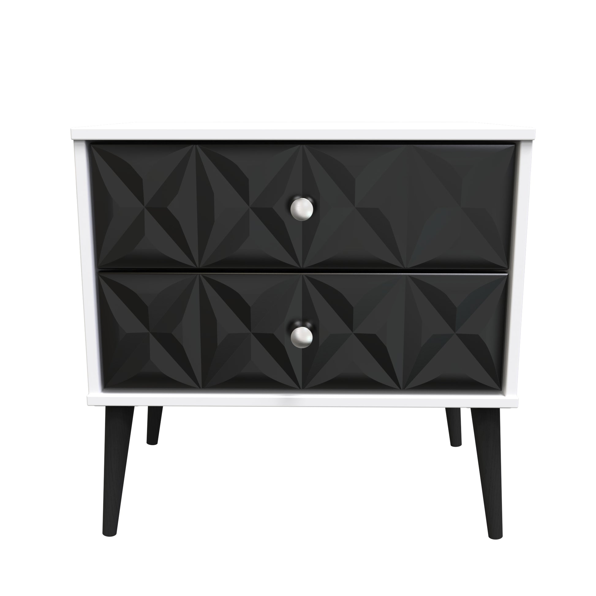 Online Pixel 2 Drawer Bedside Cabinet in Deep Black & White Matt for Sale