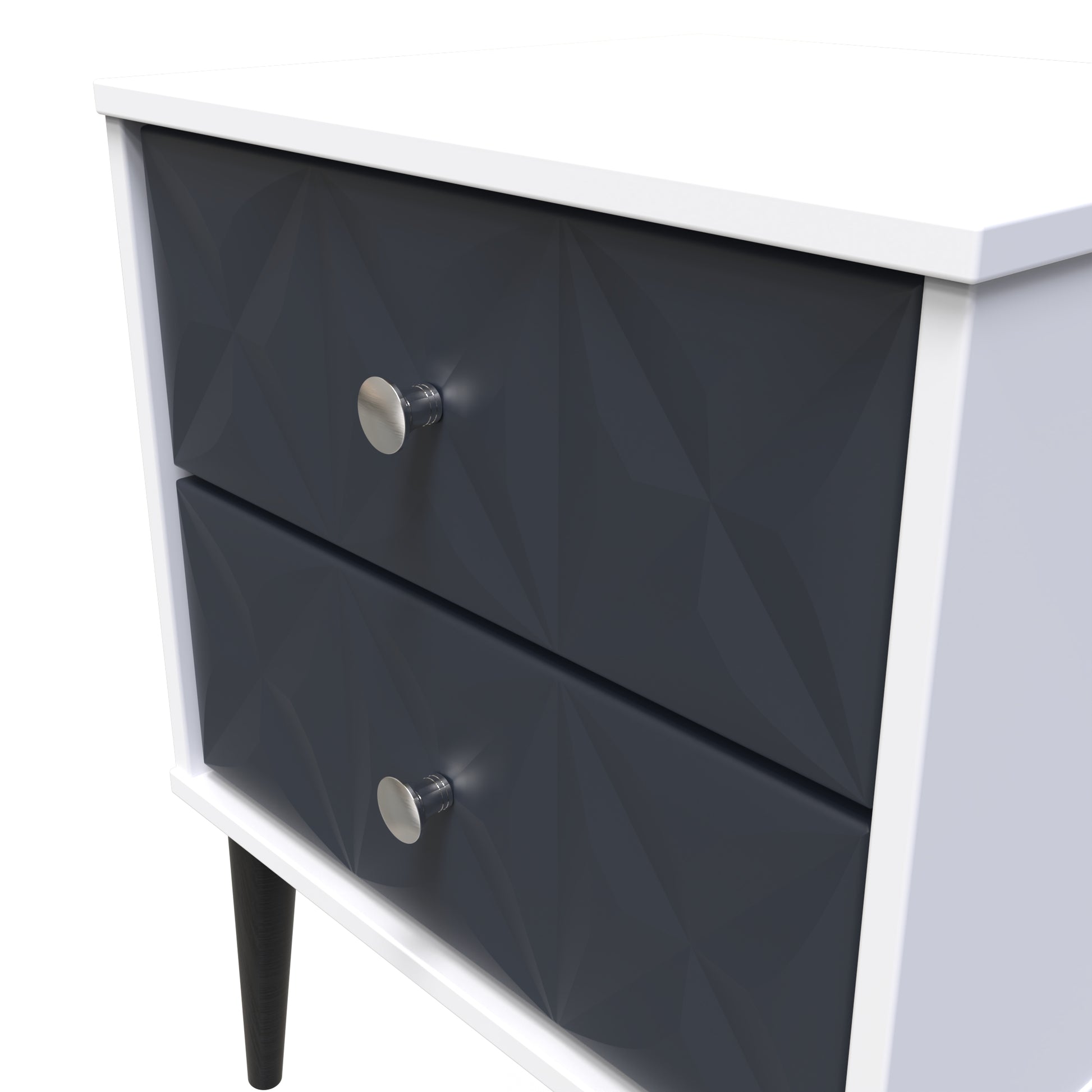 Online Pixel 2 Drawer Bedside Cabinet in Indigo Blue and White Matt for Sale 