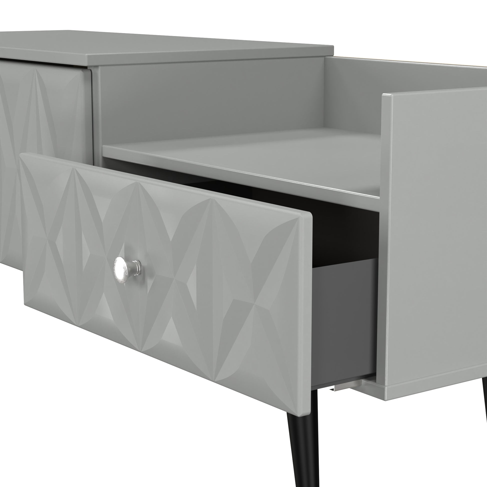 Online Pixel 2 Drawer TV Console Unit in Dusk Grey Colour