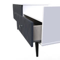 Online Pixel 2 Drawer TV Console Unit in Indigo Blue and White Matt Colour