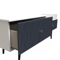 Online Pixel 2 Drawer TV Console Unit in Indigo Blue and White Matt Colour for Sale