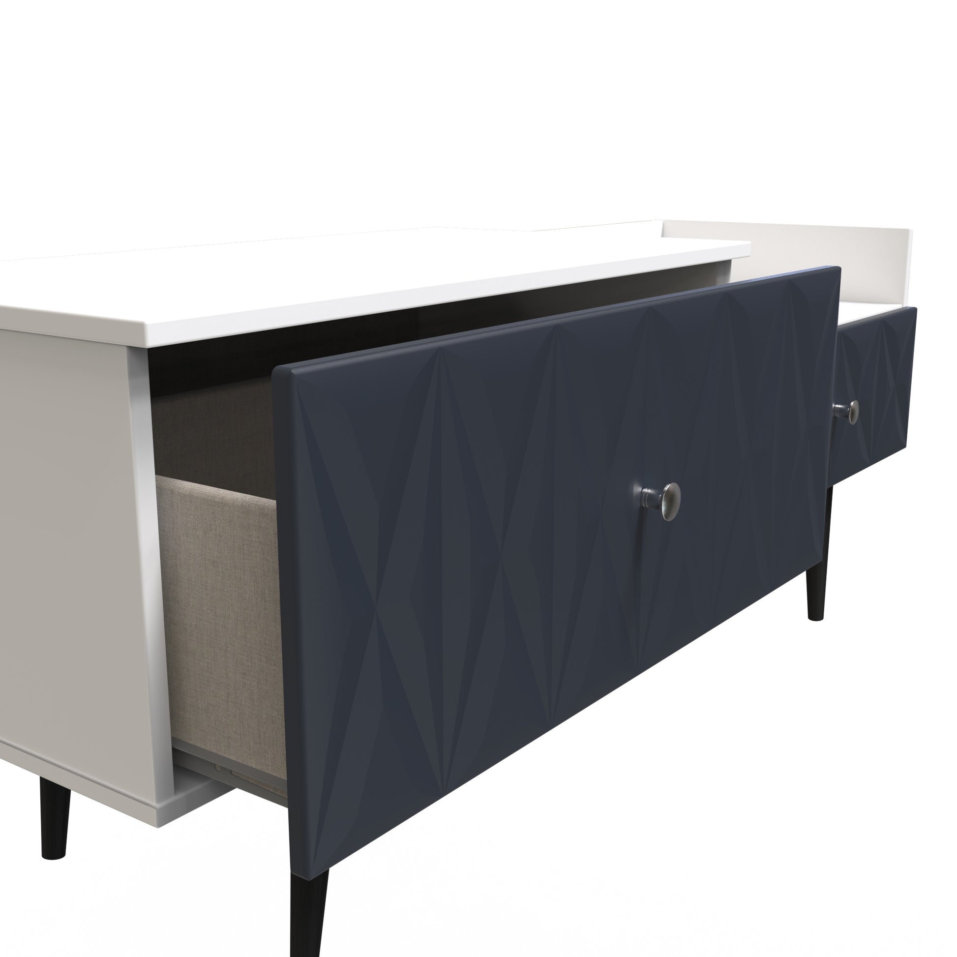 Online Pixel 2 Drawer TV Console Unit in Indigo Blue and White Matt Colour for Sale