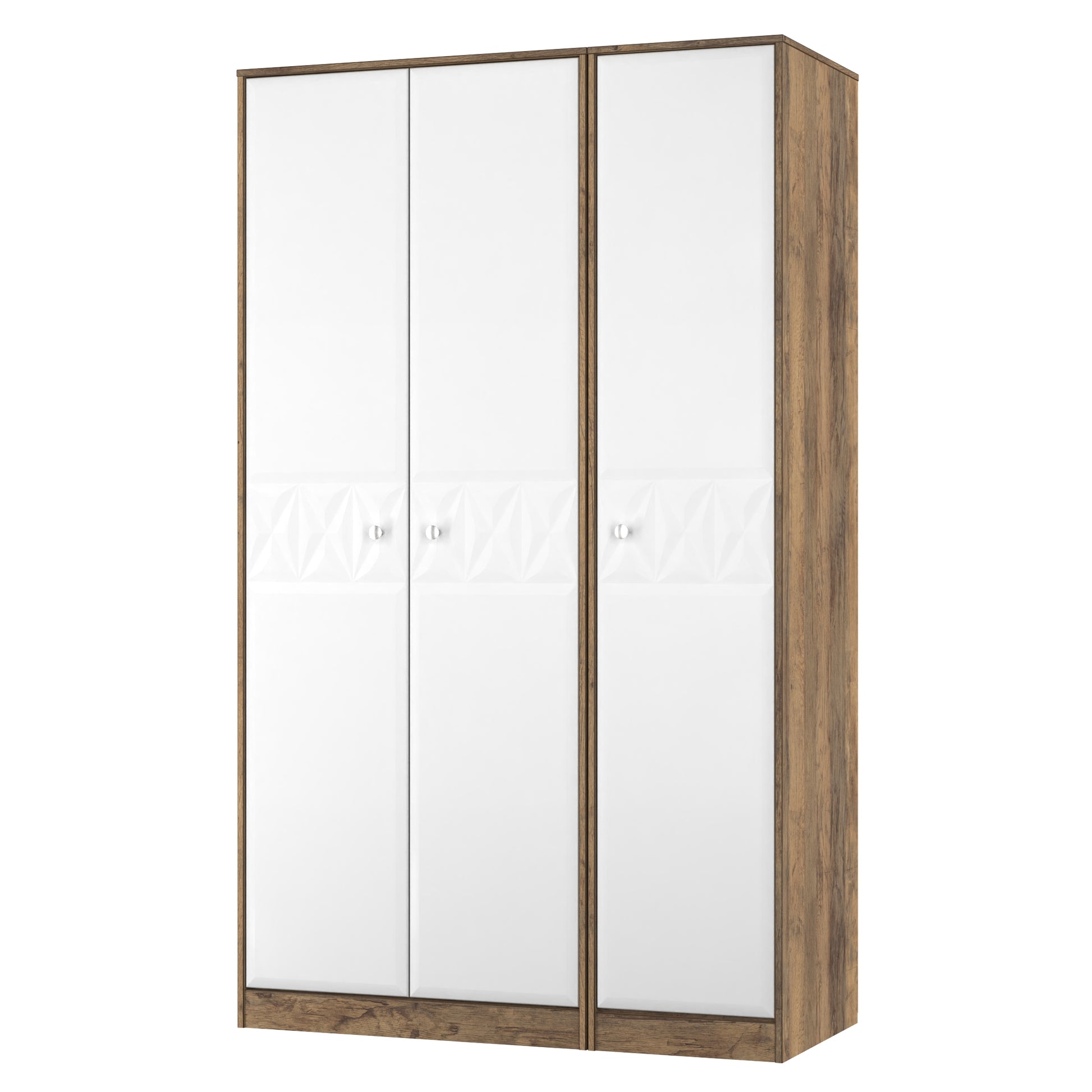 Online Pixel 3 Door Wardrobe in White Matt and Vintage Oak 