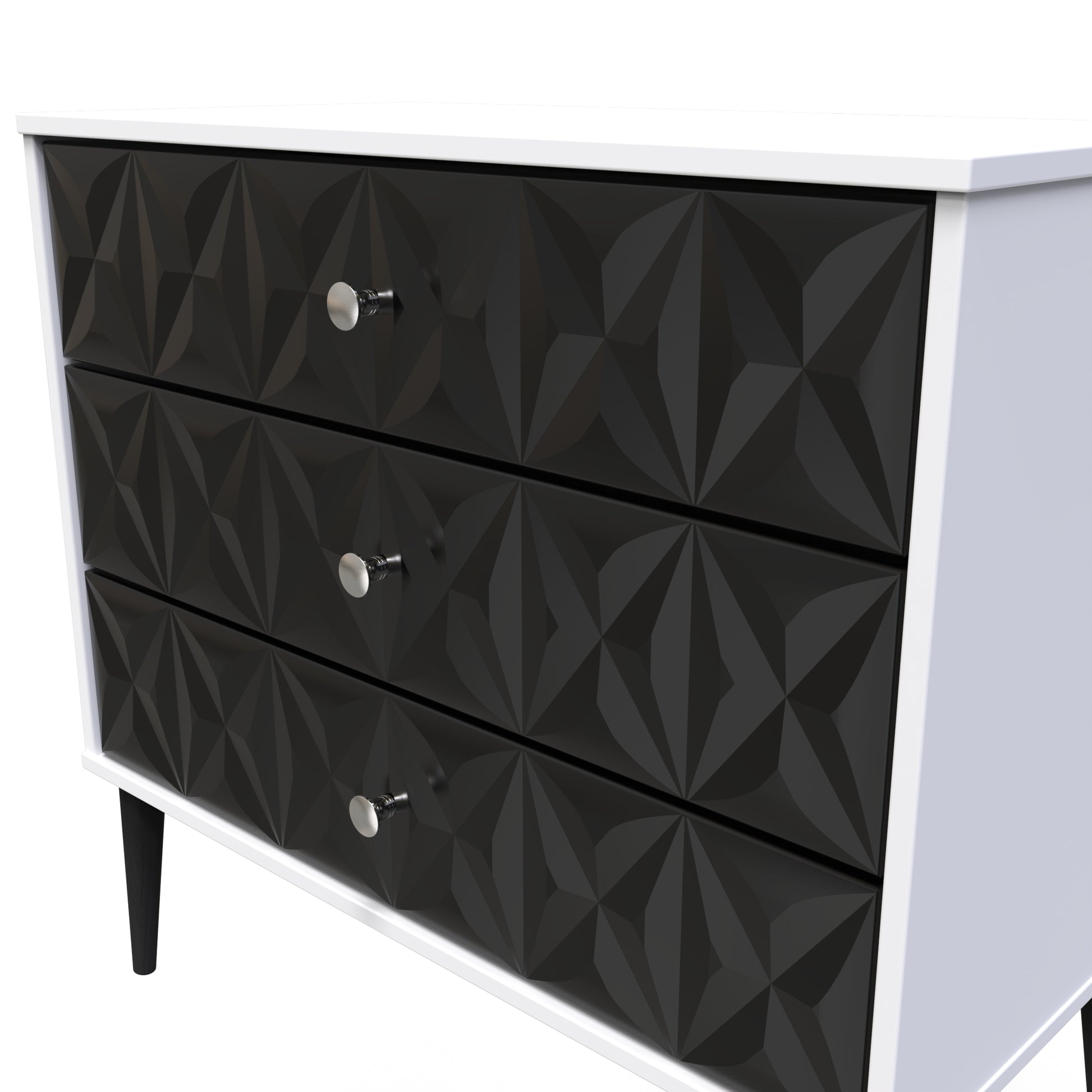 Online Pixel 3 Drawer Chest in Deep Black and White Matt Colour for Sale
