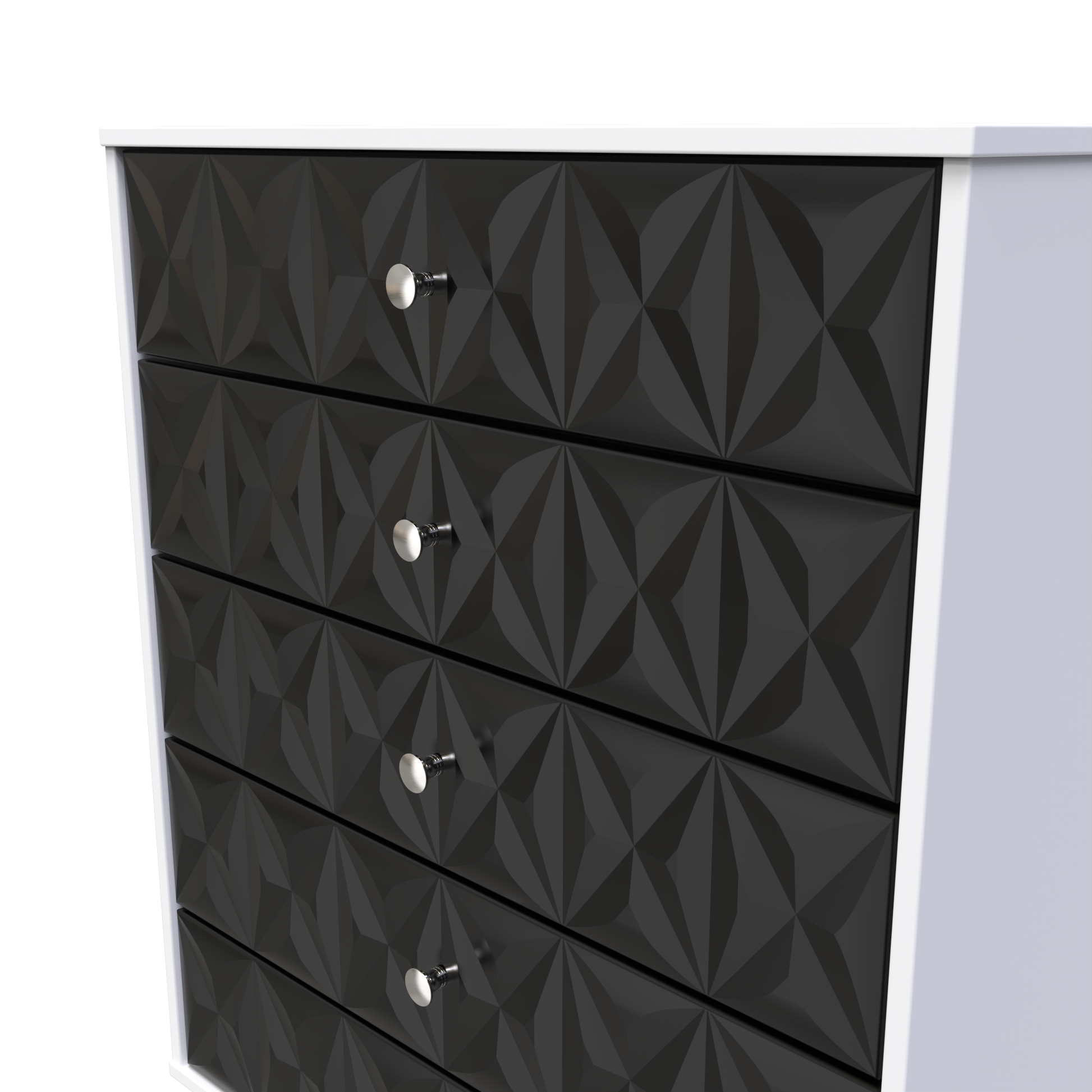 Online Pixel 5 Drawer Chest in Deep Black & White Matt for Sale