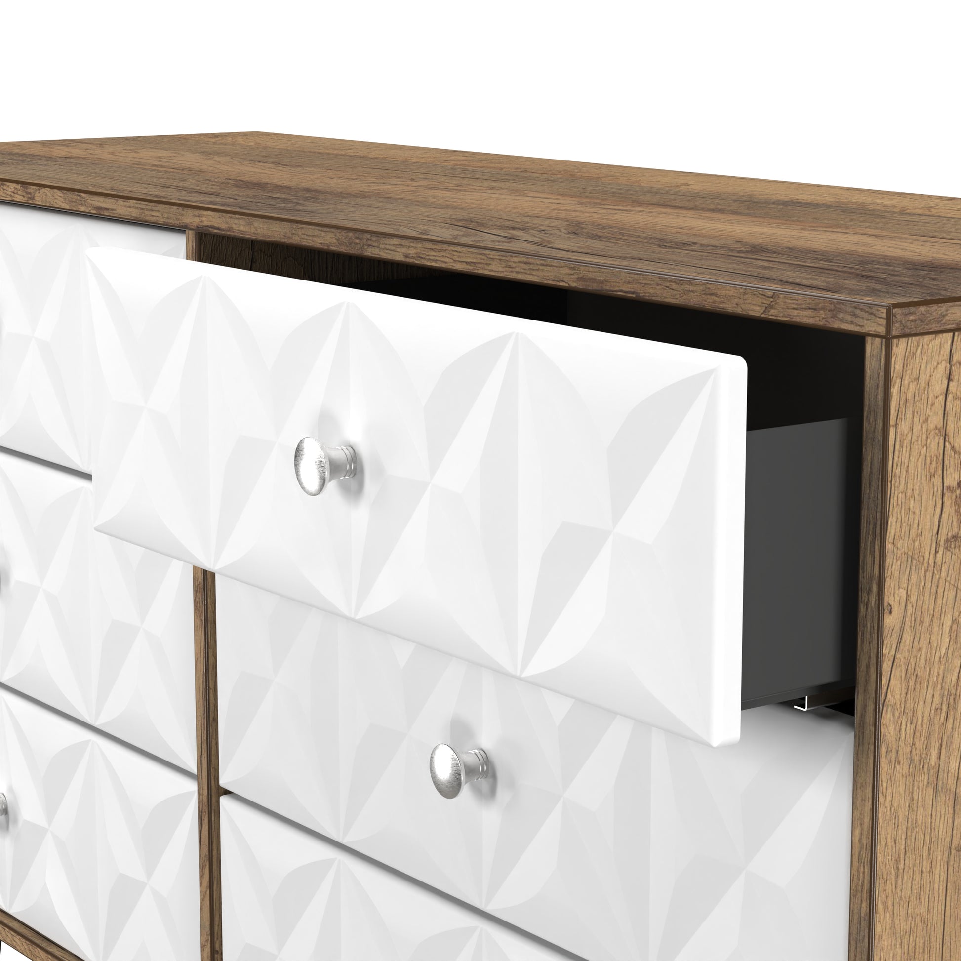 Online Pixel 6 Drawer Midi Chest in White Matt and Vintage Oak for Sale