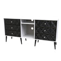 Online Pixel 6 Drawer TV Console Unit in Deep Black and White Matt Colour for Sale
