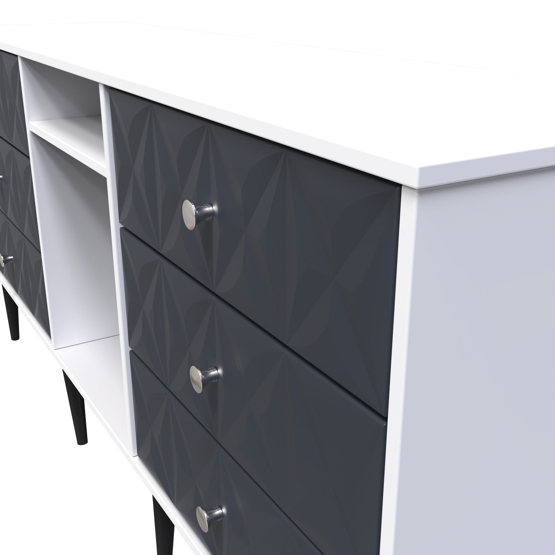 Online Pixel 6 Drawer TV Console Unit in Indigo Blue and White Matt for Sale