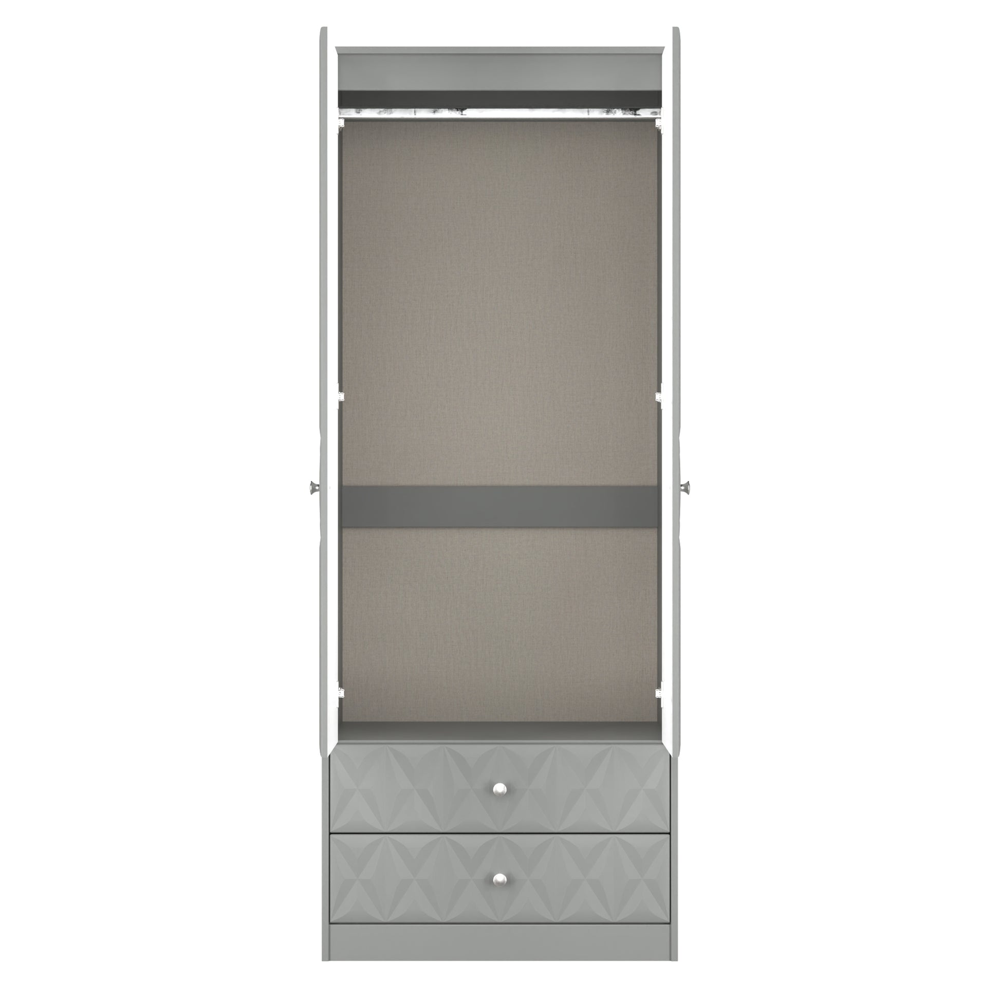 Online Pixel Tall 2 Drawer Wardrobe in Dusk Grey Colour for Sale