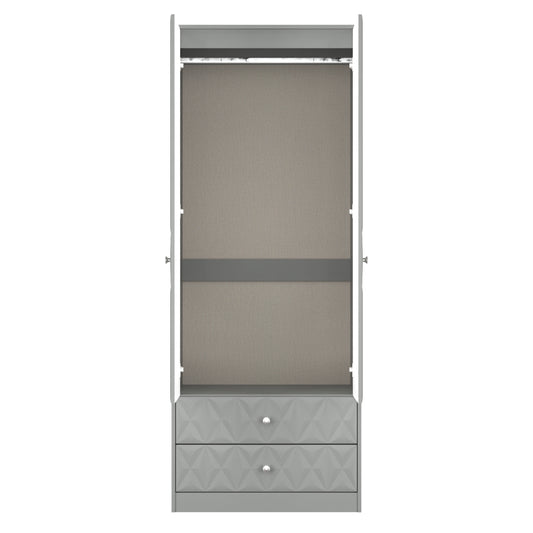 Online Pixel Tall 2 Drawer Wardrobe in Dusk Grey Colour for Sale