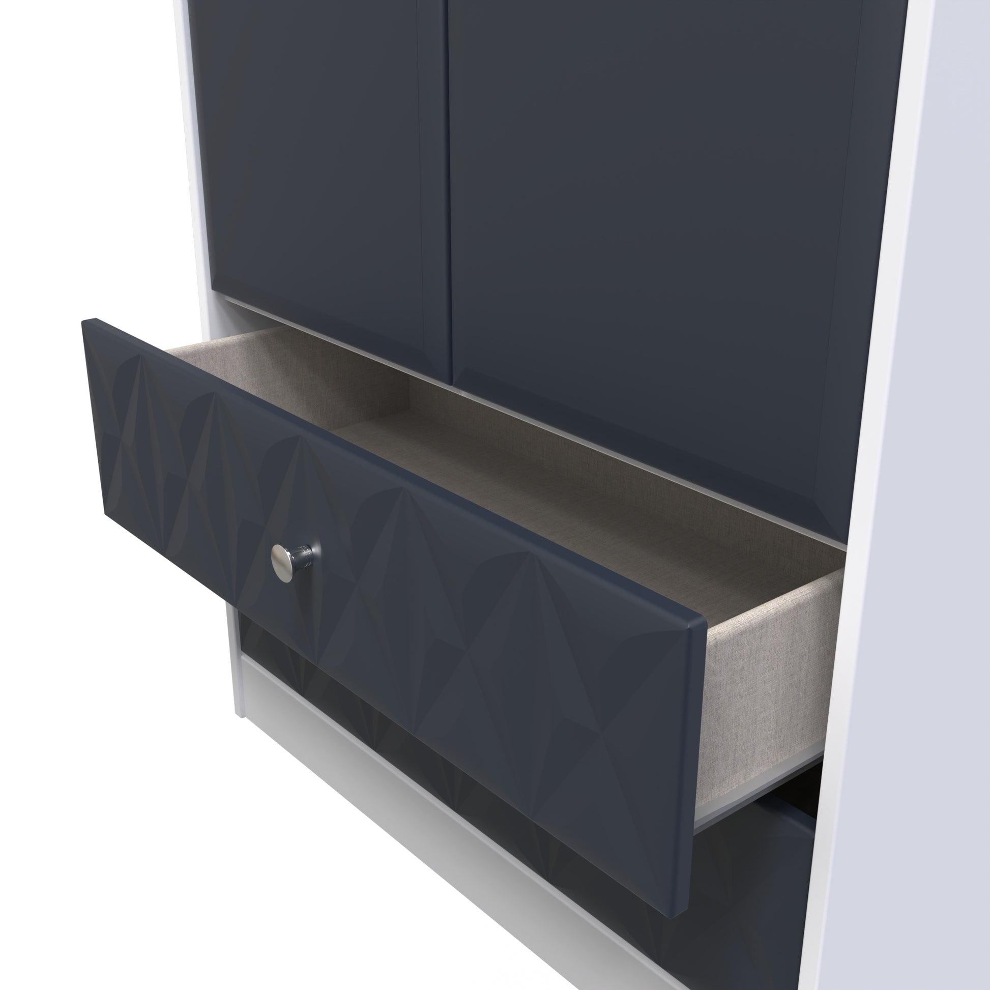 Online Pixel Tall 2 Drawer Wardrobe in Indigo Blue and White Matt Colour