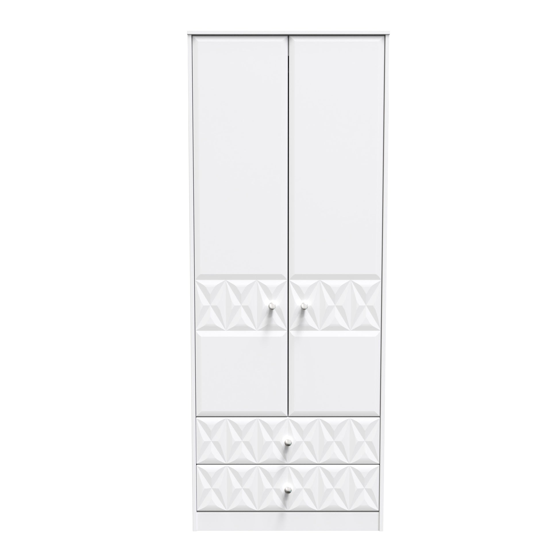 Online Pixel Tall 2 Drawer Wardrobe in White Matt Colour