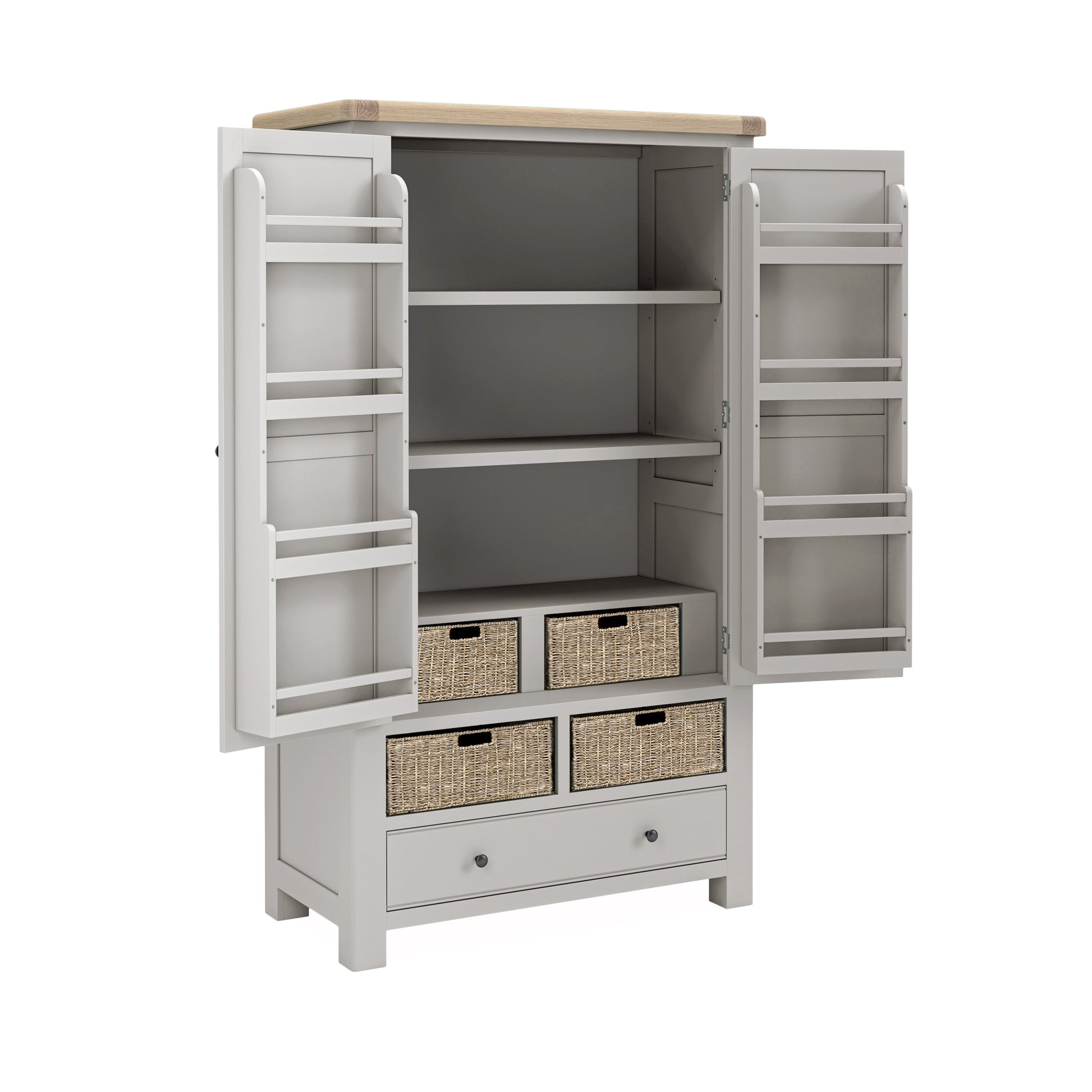 Online Salcombe Painted Oak Stone Grey Larder Unit for Sale for Sale