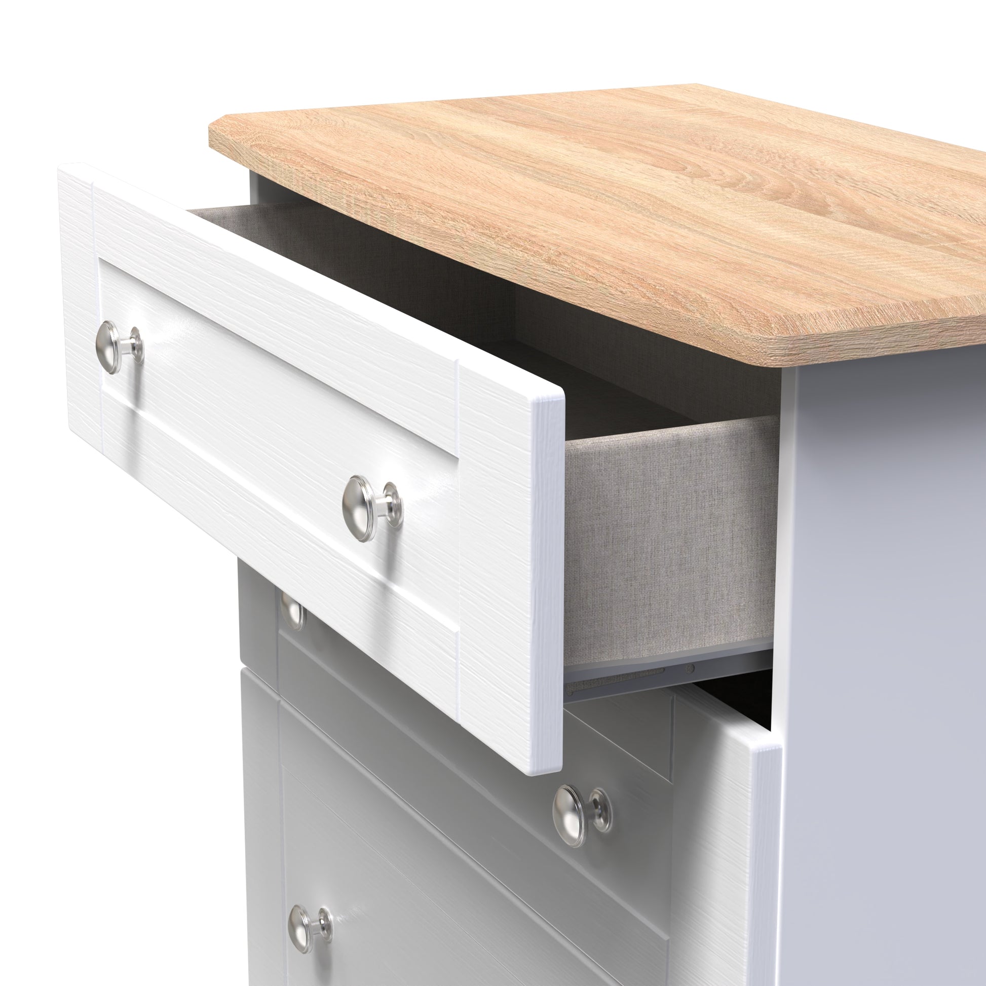 Online Sussex 4 Drawer Deep Chest in White Ash with Bardolino Oak Top