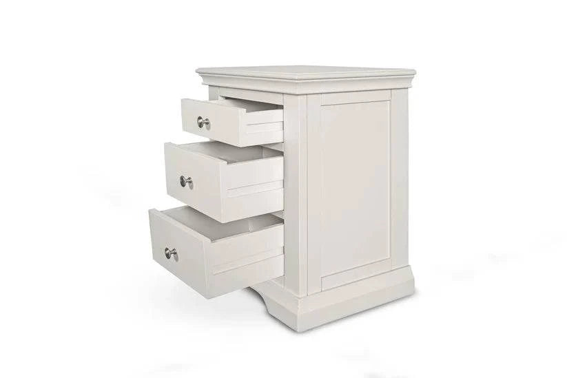 Online Soft White Winchester 2+1 Drawer Bedside Table 