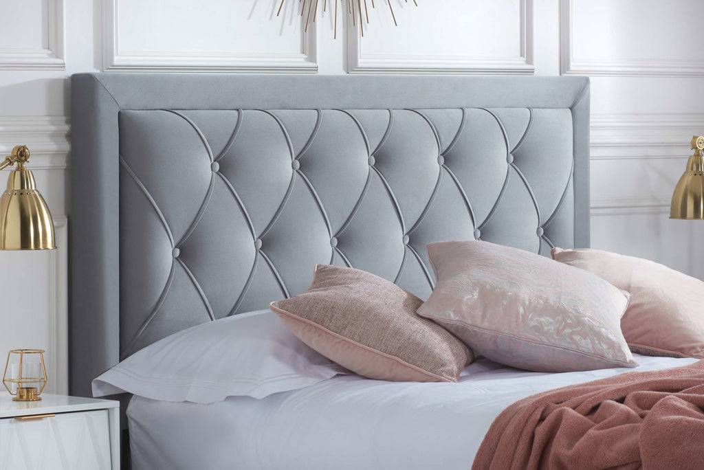 Online Woodbury Fabric Bed Grey Velvet