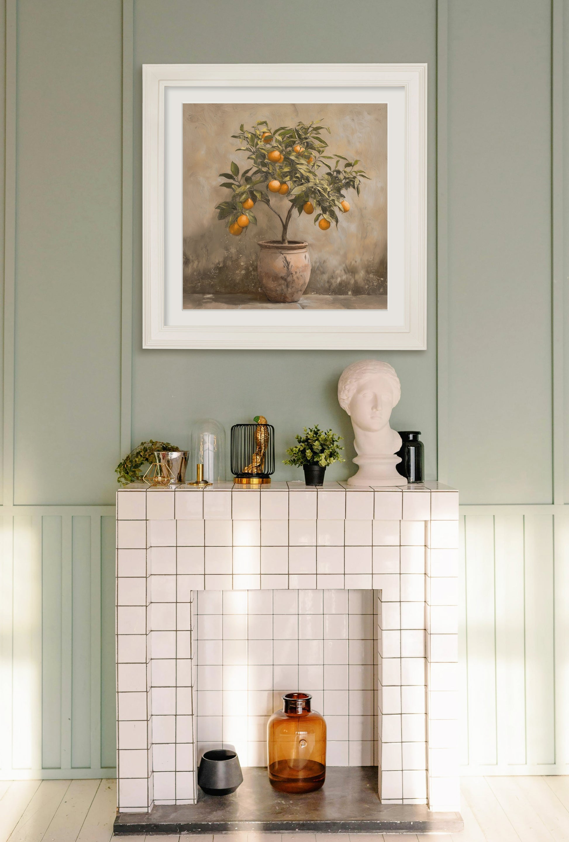 Mediterranean Orange Tree - Cream Hurstwood Square Frame - Blythe Living