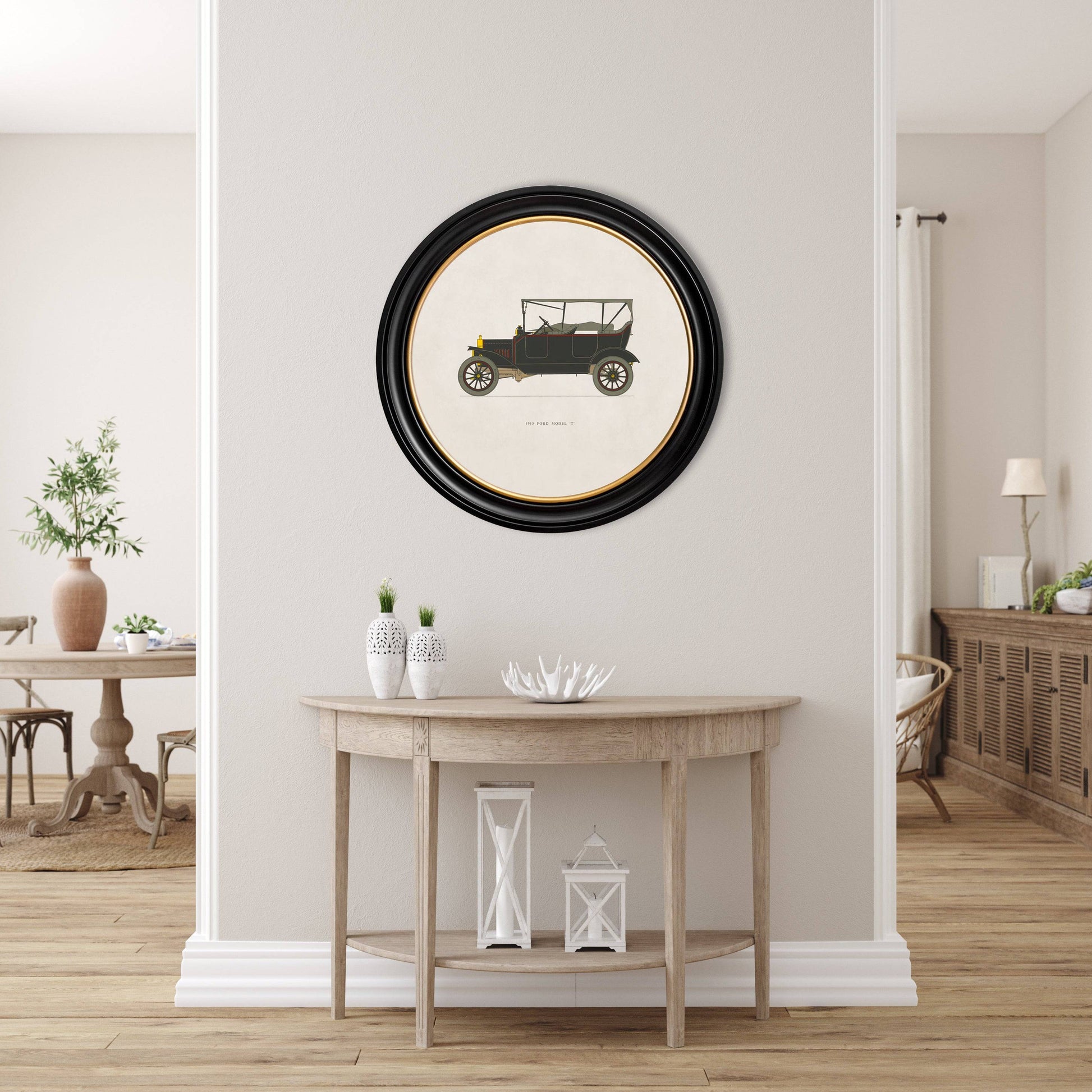 Order 1915 Ford Model T in Round Frame Oxford Round framed print online
