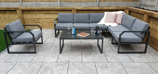 Order Alarna Corner Sofa Grey in Grey Powder Coat Aluminium Set