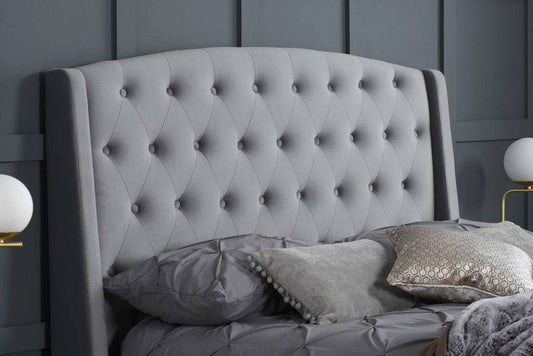 Order Balmoral Fabric Bed Grey Velvet Luxury Bed - Blythe Living