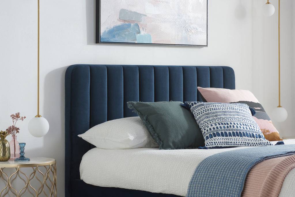 Order Blythe Midnight Blue Bed Online Velvet Bed - Blythe Living