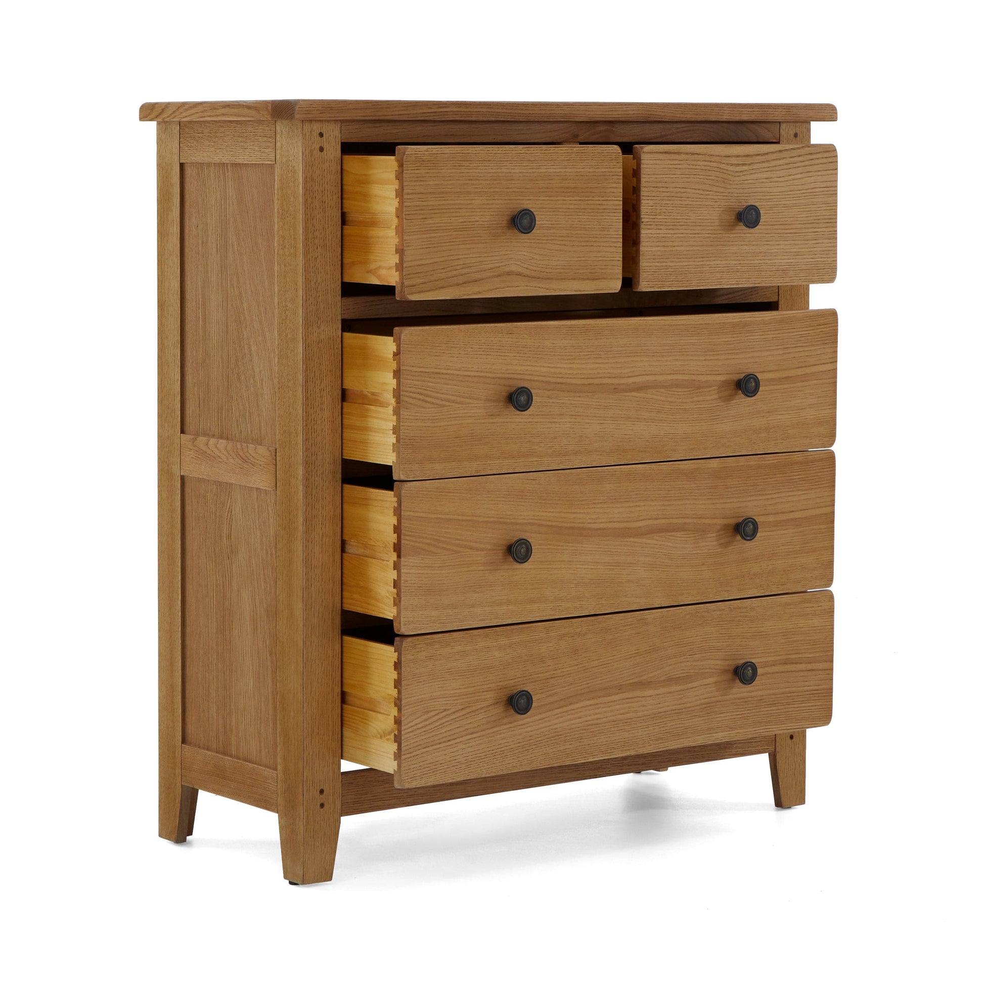 Order Burford Oak 2 Over 3 Drawer Chest fully assembled British oak bedroom
