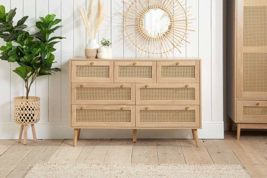Order Croxley oak rattan chest of drawers online UK
