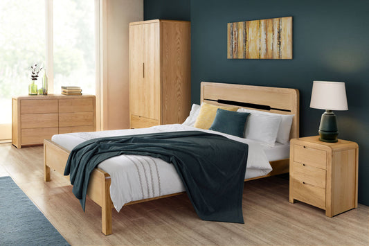 Order Curve 3 Drawer Bedside Oak Veneer Bedside - Blythe Living