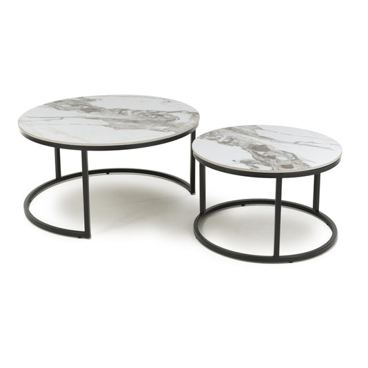 Order Delta White and Gold Ceramic Nest of 2 Tables Online - Blythe Living