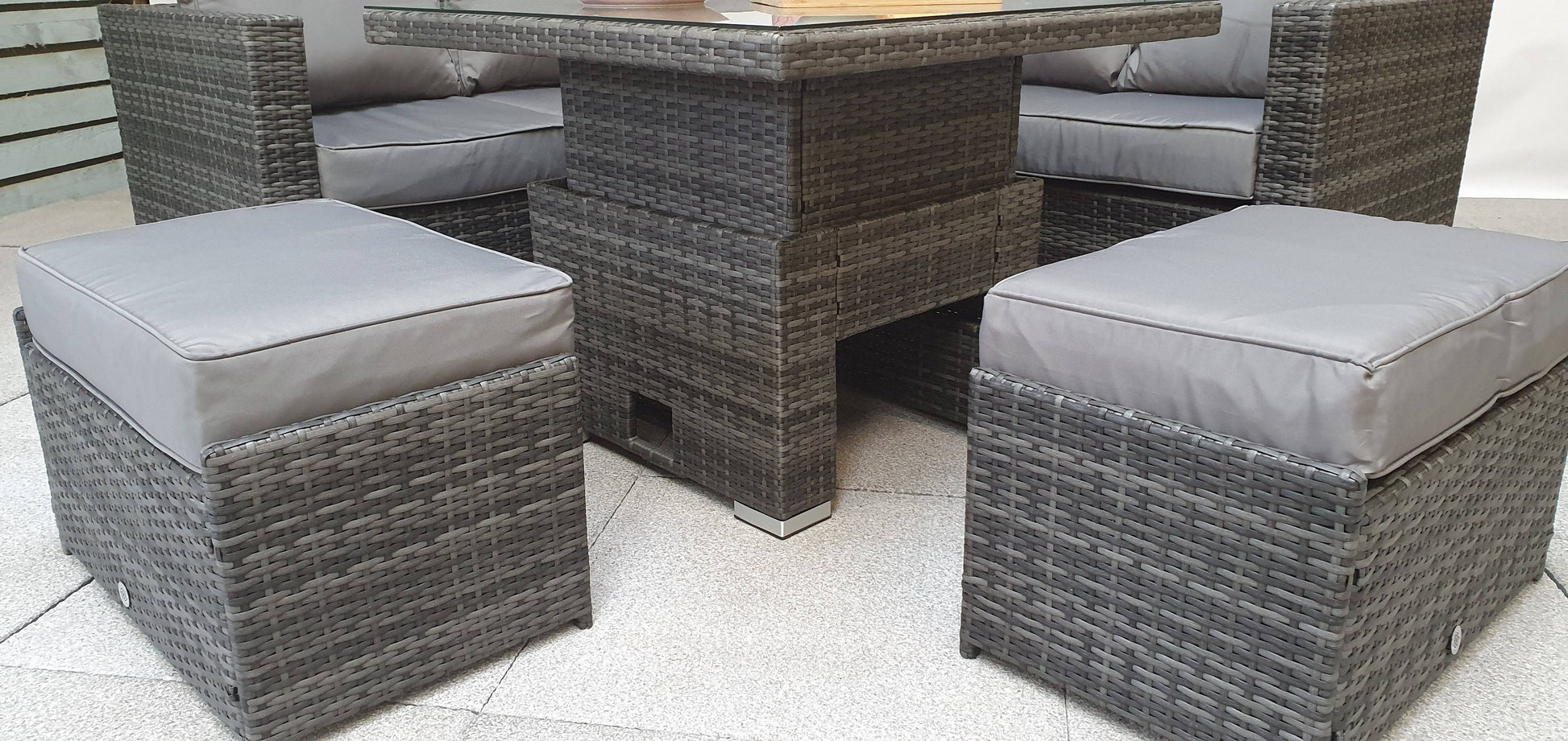 Order Georgia Grey Rattan Dining Set with Adjustable Table and Ice Bucket