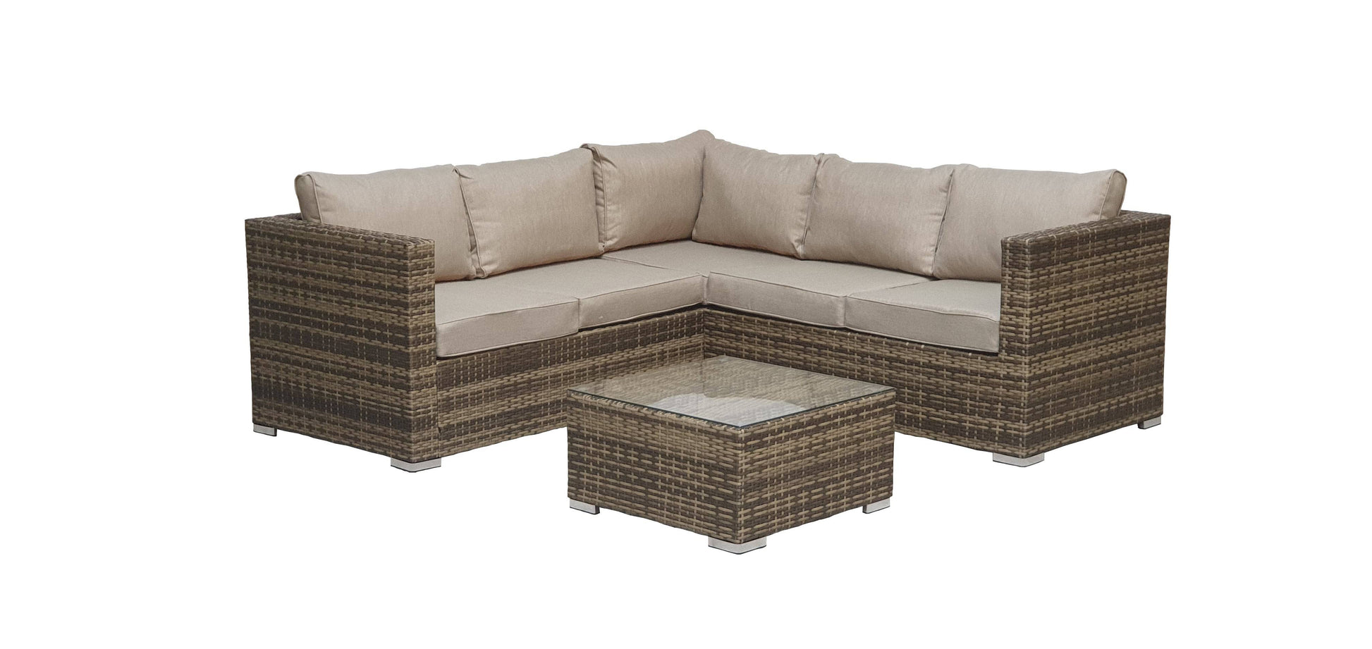 Order Georgia Mixed Brown Wicker Corner Sofa with Coffee Table - Fast Delivery