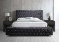 Order Grande Fabric Bed Black Crushed Velvet - Blythe Living