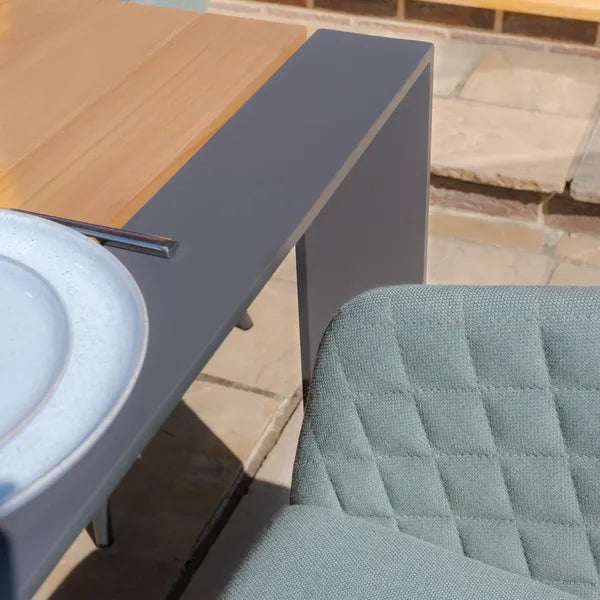 Order Jakarta extending dining table with sage green chairs free UK delivery
