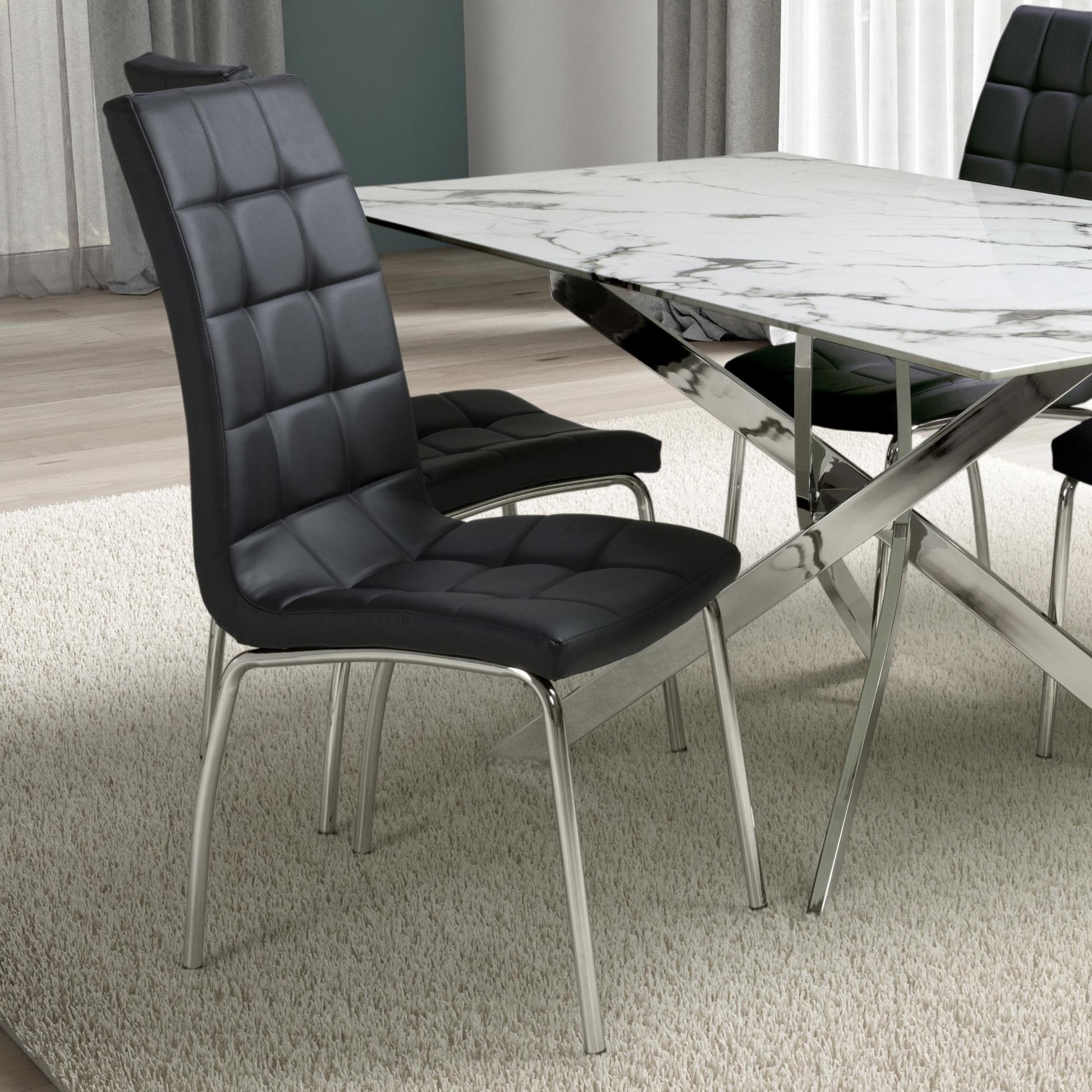 Order Jenner Leather Effect Black Chrome Dining Chair online today