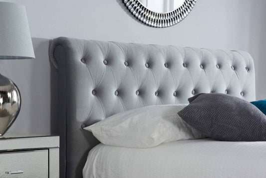 Order Marlow Fabric Bed Grey Velvet Modern Bed - Blythe Living