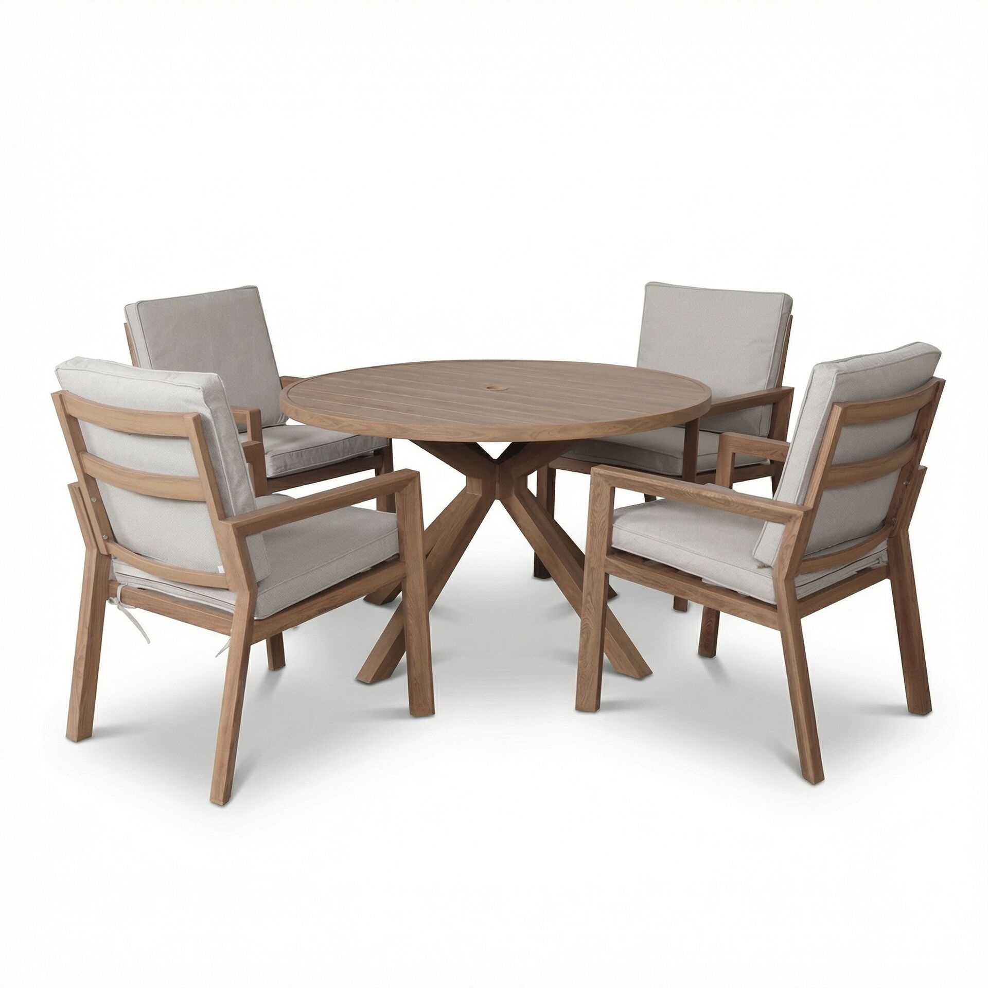 Order Maze New York 4 Seat Round Aluminium Dining Set Wood Effect today
