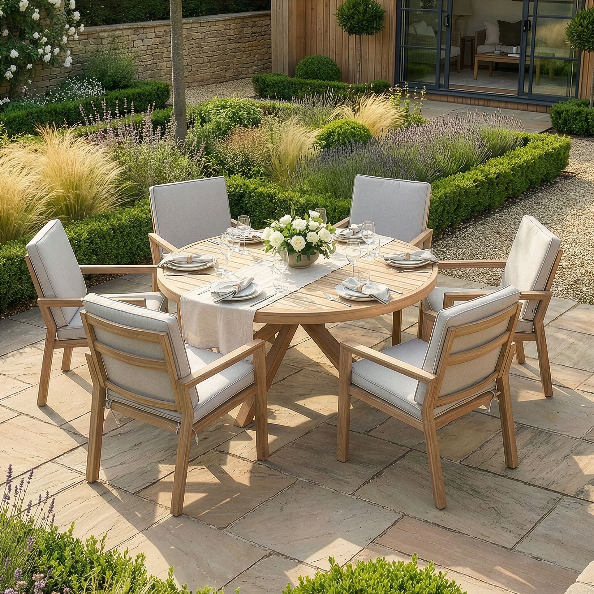 Order Maze New York 6 Seat Round Dining Set with free UK delivery
