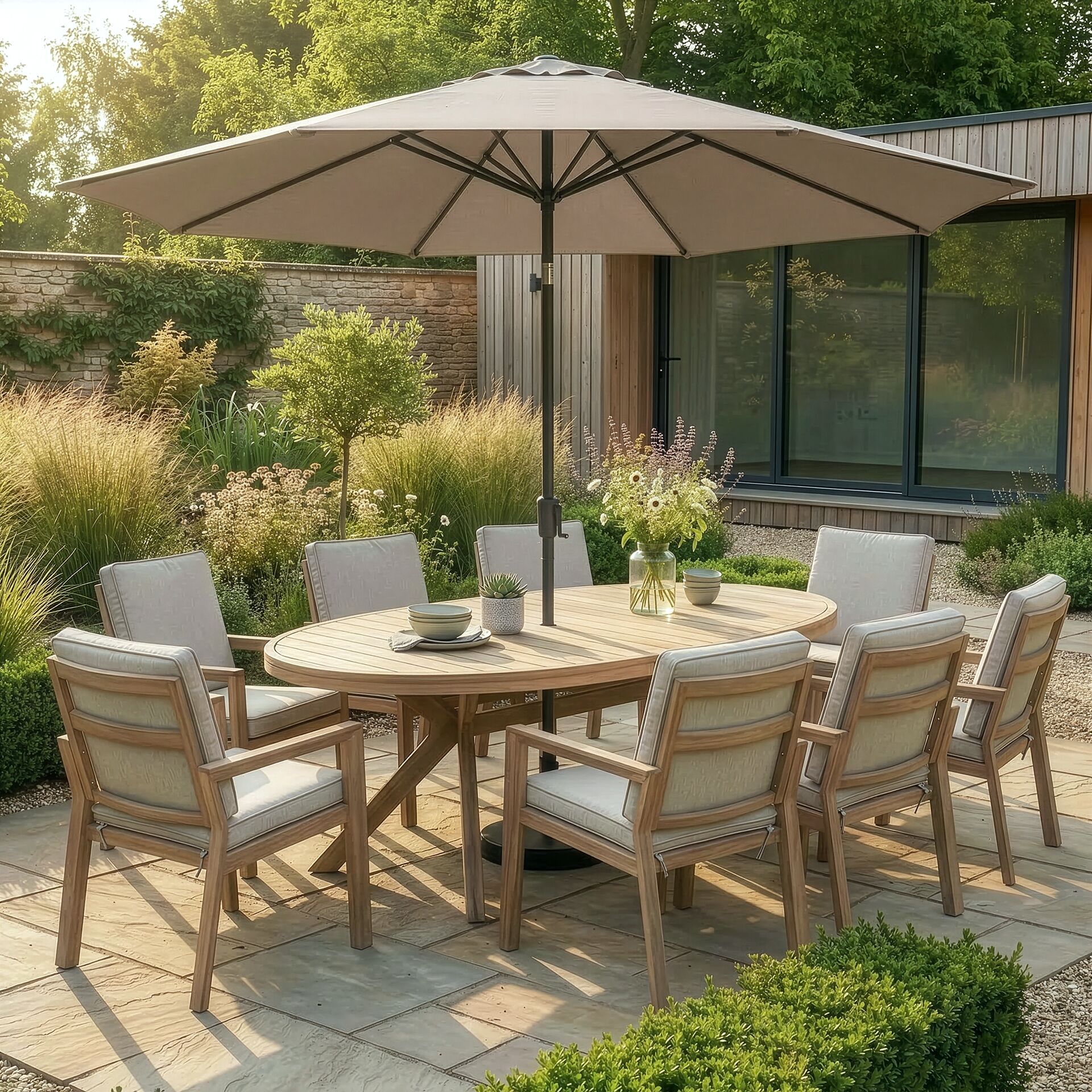 Order Maze New York 8 Seat Oval Aluminium Dining Set patio dining solution