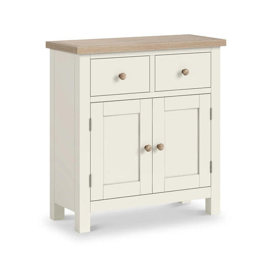 Order Modern Country Mini Sideboard Coconut White with Whitewashed Oak Top - Blythe Living