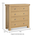 Order Normandy Oak 2 Over 3 Drawer Chest bedroom storage online UK
