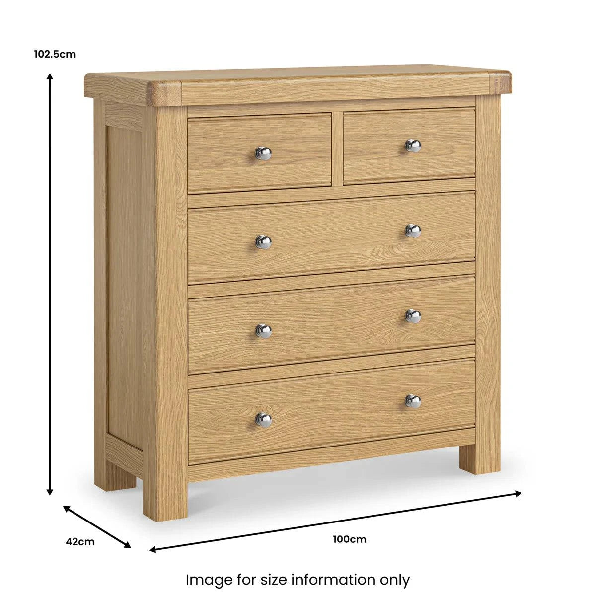 Order Normandy Oak 2 Over 3 Drawer Chest bedroom storage online UK
