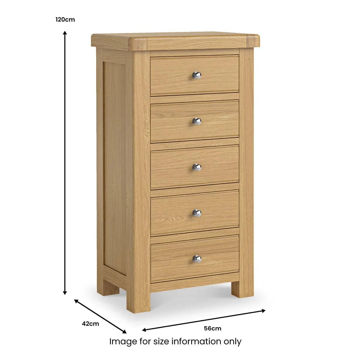 Order Normandy Oak 5 Drawer Tallboy Chest online free mainland delivery
